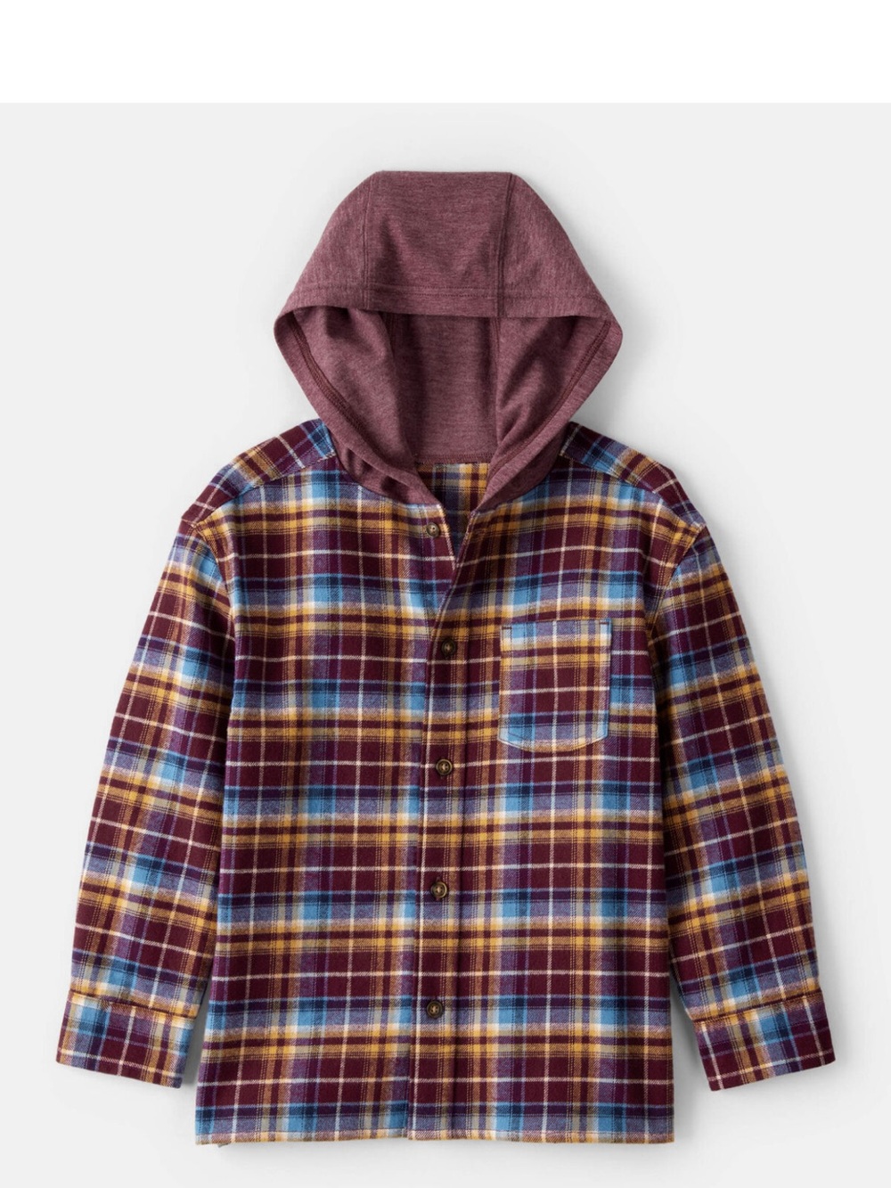 OshKosh B'gosh Burgundy Plaid Hooded Button-Down Shirt